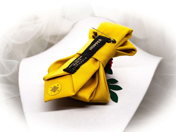back view of HOPPER TIE BLOOM, bow tie for women, unisex bow tie, yellow bow tie, wedding bow tie, unique necktie, original handmade tie