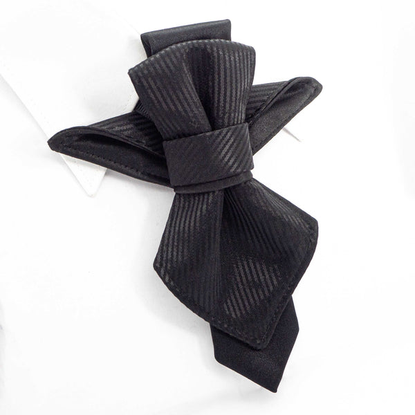 Wedding tie, black wedding tie, Unique design wedding tie, Black bow tie reinvented, hopper tie for wedding, bow tie "vertex", Best tie for wedding, striped necktie