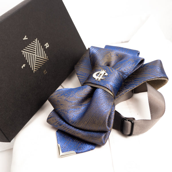 Unique blue bow tie, Wedding blue necktie, Hopper tie MKC