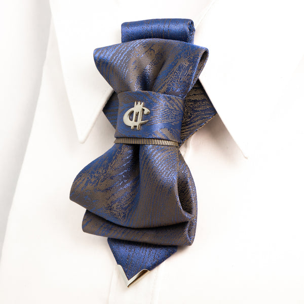 Unique blue bow tie, Wedding blue necktie, Hopper tie MKC