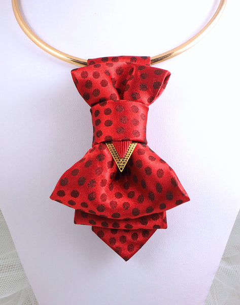 RED Bow tie for women with metal hoop, hopper tie for women, Ruty Design tie, Vertical bow tie, hand-made tie, gift for stylish women, Wedding Bow Ties & Neckties