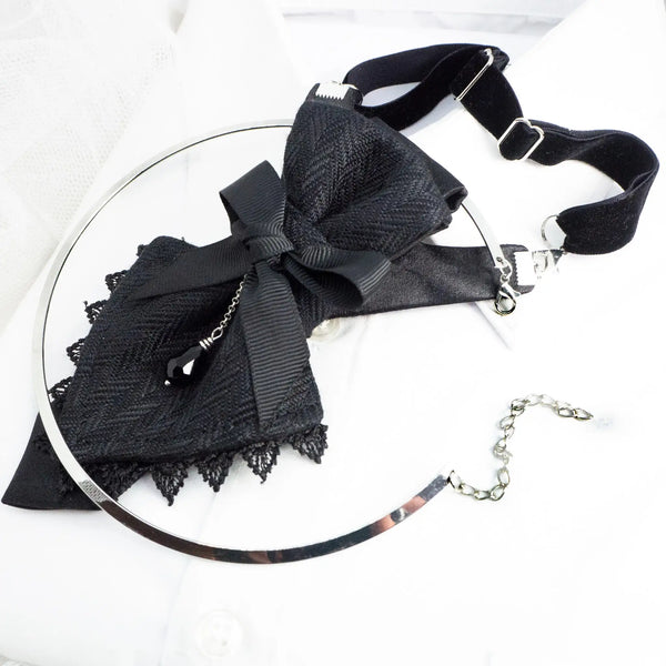 Black Necktie for women Swallow, Black tie fow stylish women, Necktie for ger, Gift black tie for elegant women