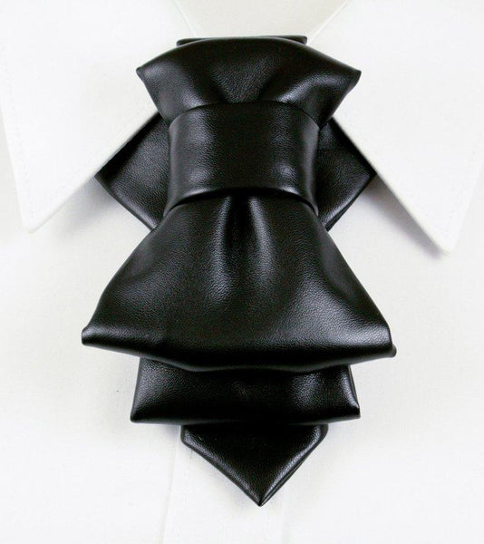 HOPPER TIE BIKER,  Black leather unique Bow tie