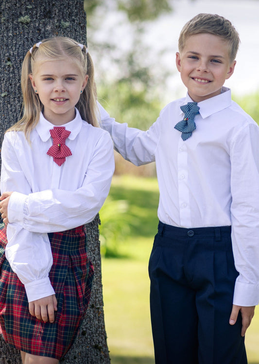 RED AND BLUE CHILDRENS TIE WITH TRICOLOUR FLAG