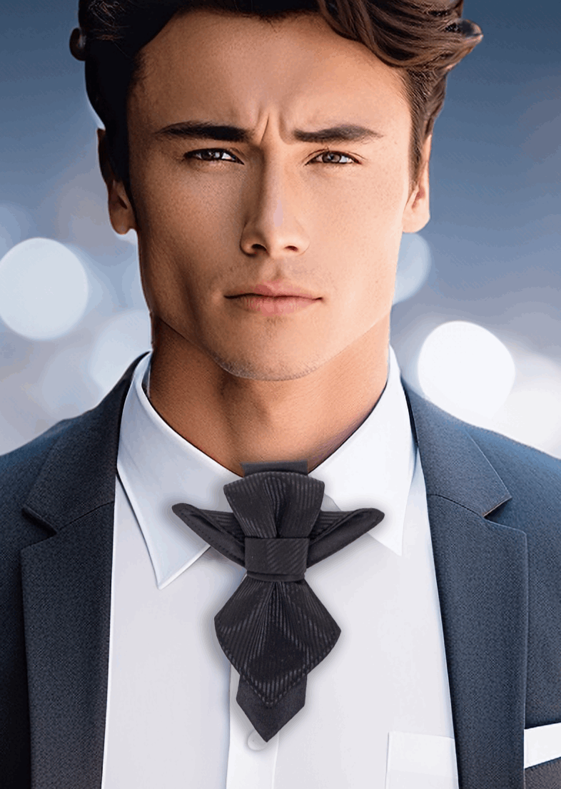 Wedding tie, black wedding tie, Unique design wedding tie, Black bow tie reinvented, hopper tie for wedding, bow tie "vertex", Best tie for wedding