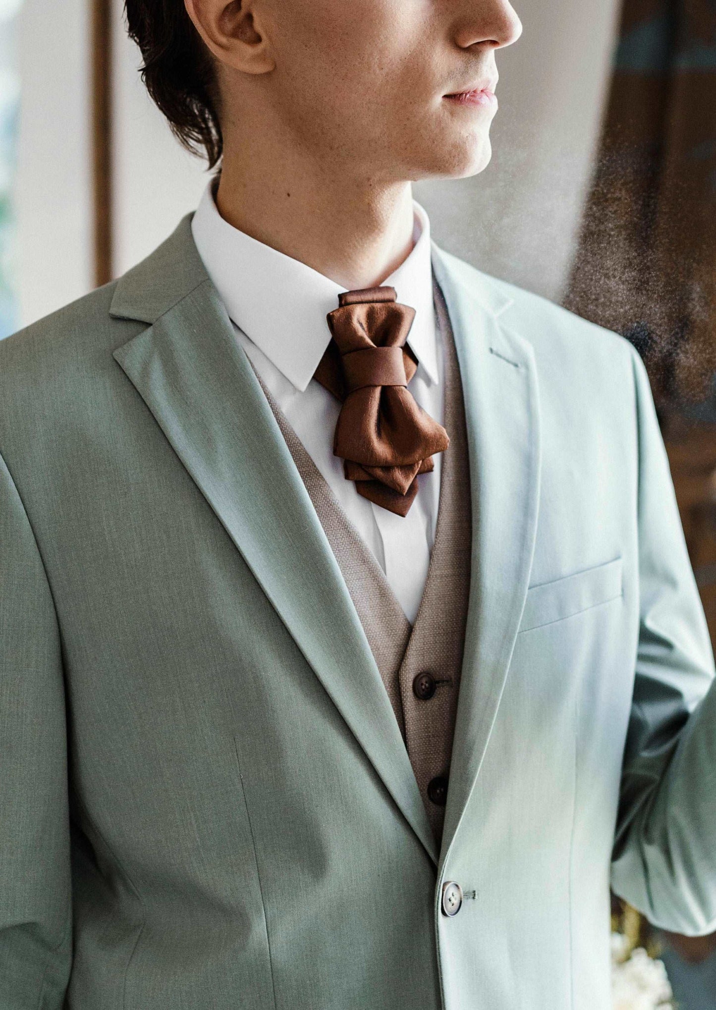 BOW TIE "CINNAMON", brown wedding bow tie, wedding necktie for men, brown necktie for wedding