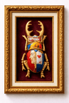 Mythic Scarab  Hand Painted Gold Beetle Wall Sculpture, Mythological Interior Art 20x10 cm