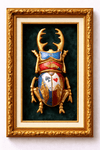 Mythic Scarab  Hand Painted Gold Beetle Wall Sculpture, Mythological Interior Art 20x10 cm