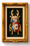 Mythic Scarab  Hand Painted Gold Beetle Wall Sculpture, Mythological Interior Art 20x10 cm