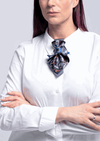BOW TIE "BUTTERFLY JABOT" Handmade luxury women’s necktie “Butterfly” – elegant gray and blue accessory with butterfly pattern, combining tie and bow style, perfect for weddings, musicians, and artistic women. Jabot blue tie for women, blue bow tie for ladies, handmade luxury women’s necktie, butterfly jabot tie, gray and blue butterfly pattern tie, artistic women’s neck accessory, statement bow tie for women, sculptural fabric tie accessory, modern jabot necklace tie, elegant women’s tie for weddings, uniq