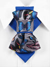 Handmade blue bow tie with butterfly print, Pre-tied bow tie for special occasions, Elegant unisex accessory with colorful butterflies, Blue bow tie with vibrant butterfly pattern, Luxury butterfly bow tie in gift box, Family-friendly handmade tie from Lithuania, Stylish blue bow tie for all ages, Fashion bow tie designed by Rūta Piekurienė