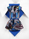 Handmade blue bow tie with butterfly print, Pre-tied bow tie for special occasions, Elegant unisex accessory with colorful butterflies, Blue bow tie with vibrant butterfly pattern, Luxury butterfly bow tie in gift box, Family-friendly handmade tie from Lithuania, Stylish blue bow tie for all ages, Fashion bow tie designed by Rūta Piekurienė