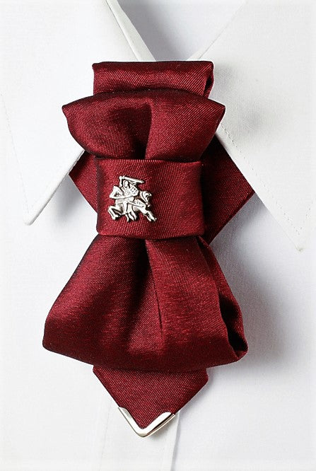 Novelty tie, Lithuania flag tie, Lithuania tie with Vytis symbol, Bow tie hopper tie, Ruty Design, Bow tie, Vertical hopper hand made tie, Tie for groom, Tautinis kaklaraištis, Tautinė peteliškė bordo , melchiorinis vytis 