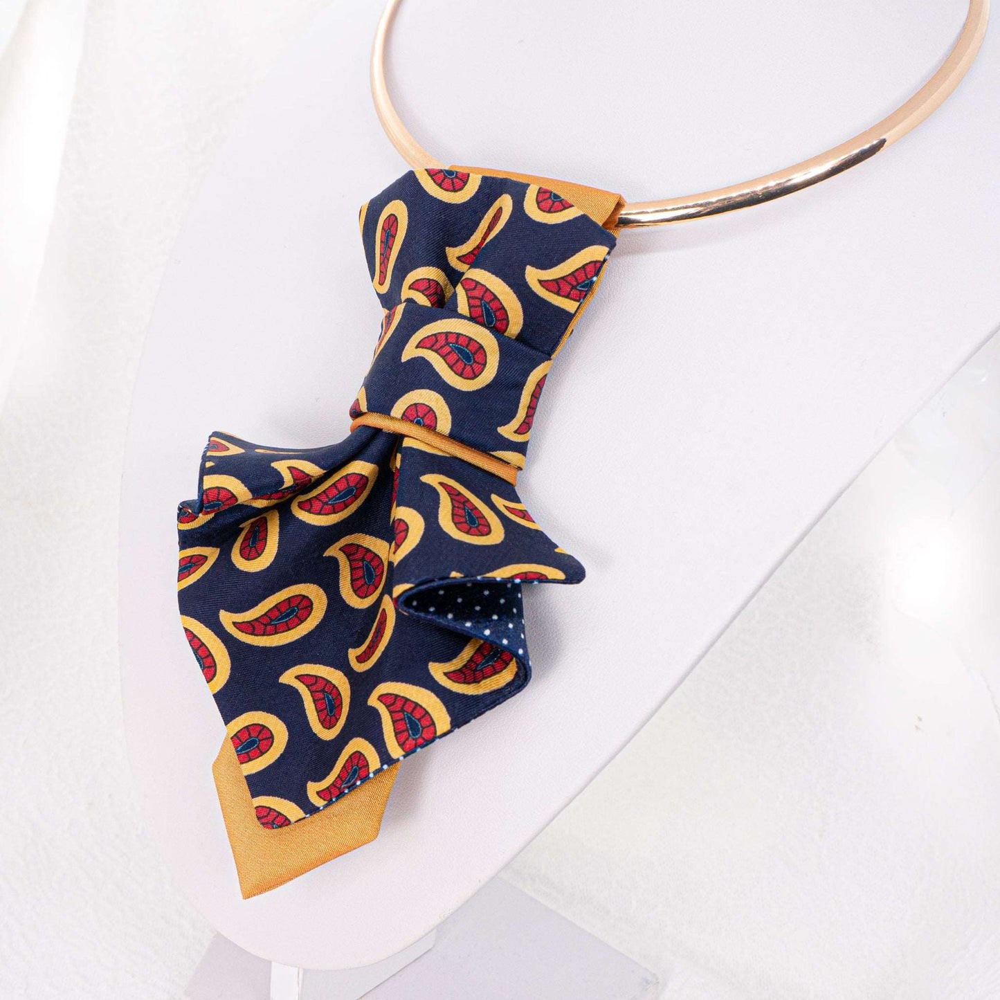TIE FOR WOMEN, LADY BLUE bow tie, womens necktie with Paisley ornamentTIE FOR WOMEN, LADY BLUE bow tie, womens necktie with Paisley ornament