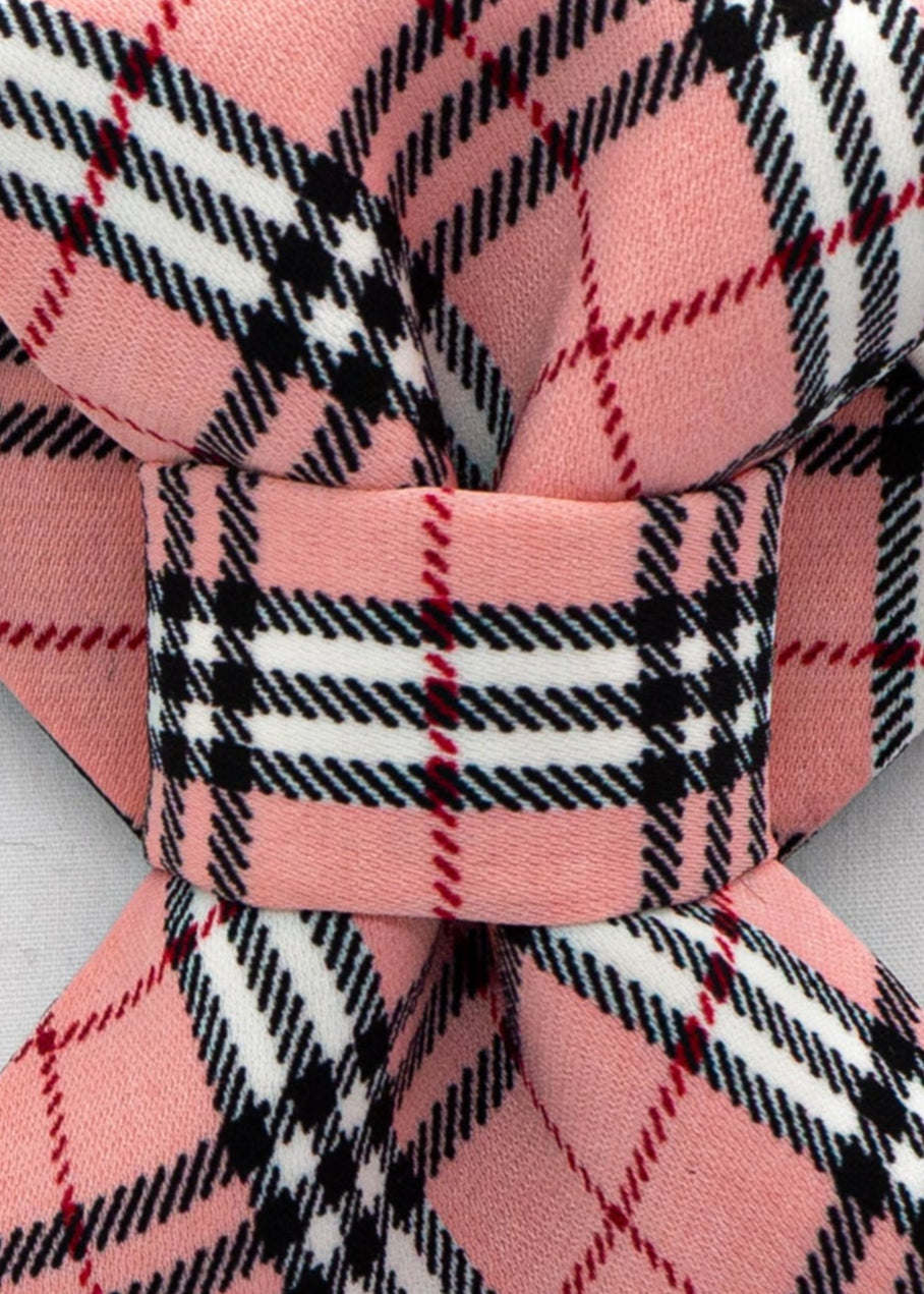 Plaid bow tie and pocket square set on a white shirt pink tie, plaid necktie, handmade tie, wedding tie, groom accessory, groomsmen gift, original design, unique tie, navy suit tie, modern groom, special occasion, dress tie