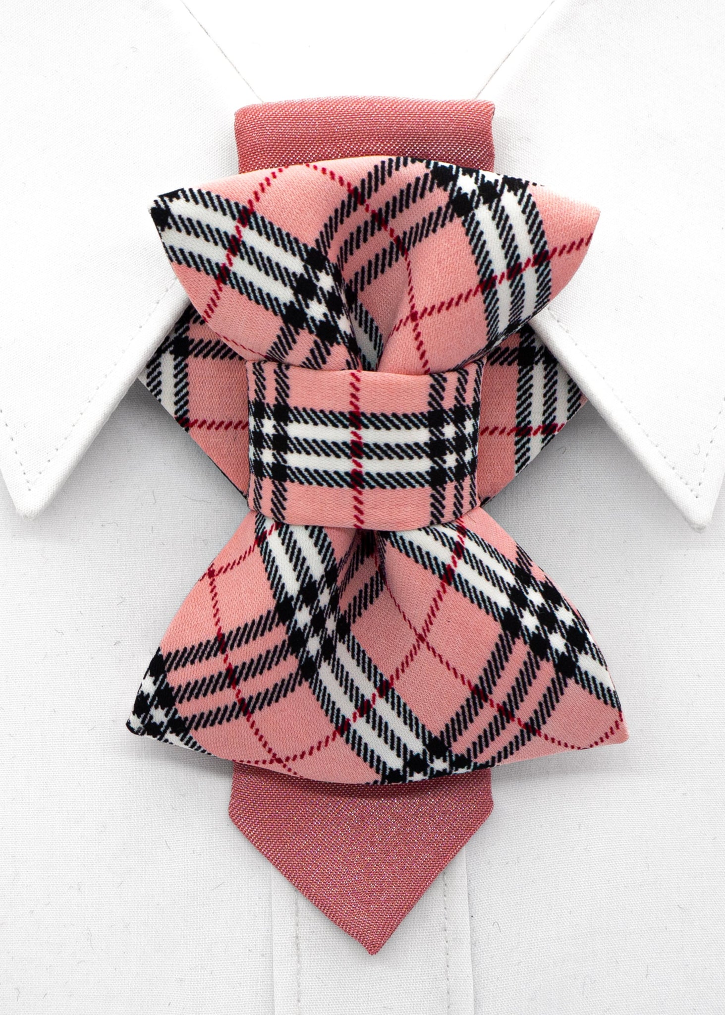 Pink and black plaid bow tie on a white shirt, Plaid bow tie and pocket square set on a white shirt pink tie, plaid necktie, handmade tie, wedding tie, groom accessory, groomsmen gift, original design, unique tie, navy suit tie, modern groom, special occasion, dress tie
