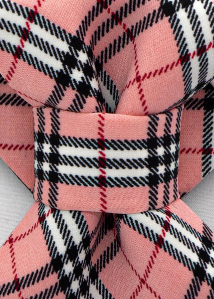 Plaid bow tie and pocket square set on a white shirt pink tie, plaid necktie, handmade tie, wedding tie, groom accessory, groomsmen gift, original design, unique tie, navy suit tie, modern groom, special occasion, dress tie