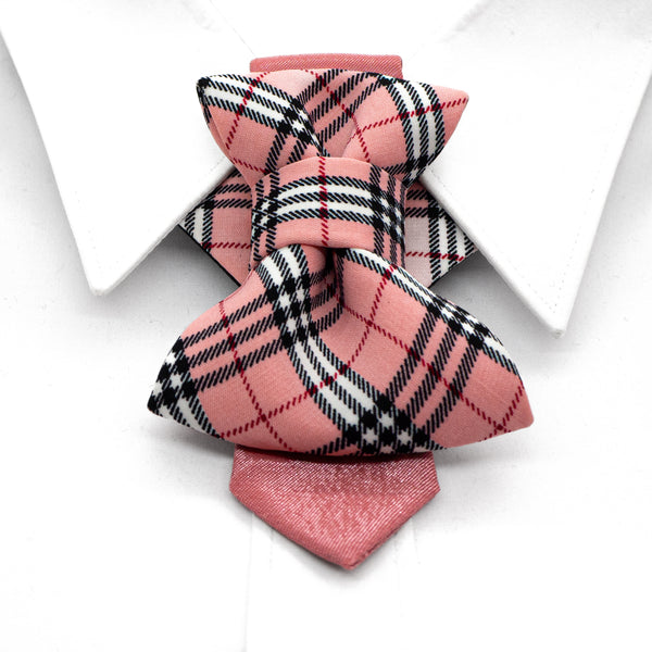 Pink and black plaid bow tie on a white background pink tie, plaid necktie, handmade tie, wedding tie, groom accessory, groomsmen gift, original design, unique tie, navy suit tie, modern groom, special occasion, dress tie