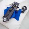Jabot Blue tie for women, Blue bow tie for ladies back view Handmade luxury women’s necktie “Butterfly” – elegant gray and blue accessory with butterfly pattern, combining tie and bow style, perfect for weddings, musicians, and artistic women.