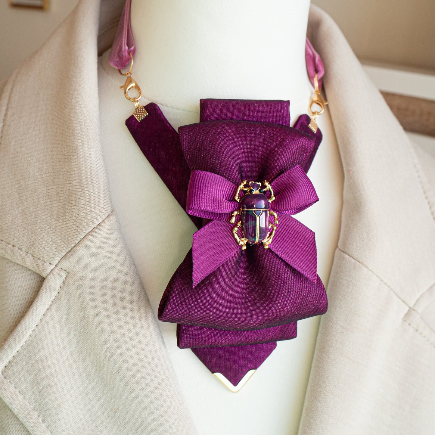 Bow tie for women Purple stylish necktie for ladies Unique women's accessories, Artisan neckwear by Designer Rūta Piekurienė