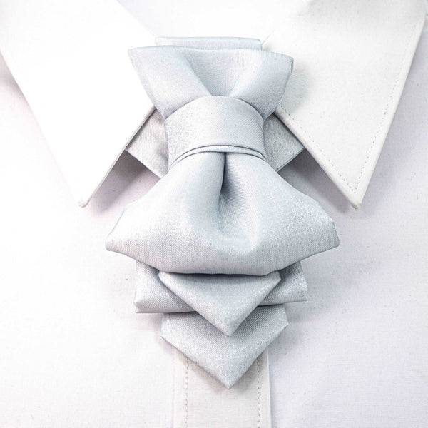 wedding White bow tie,  Grey necktie for groom 