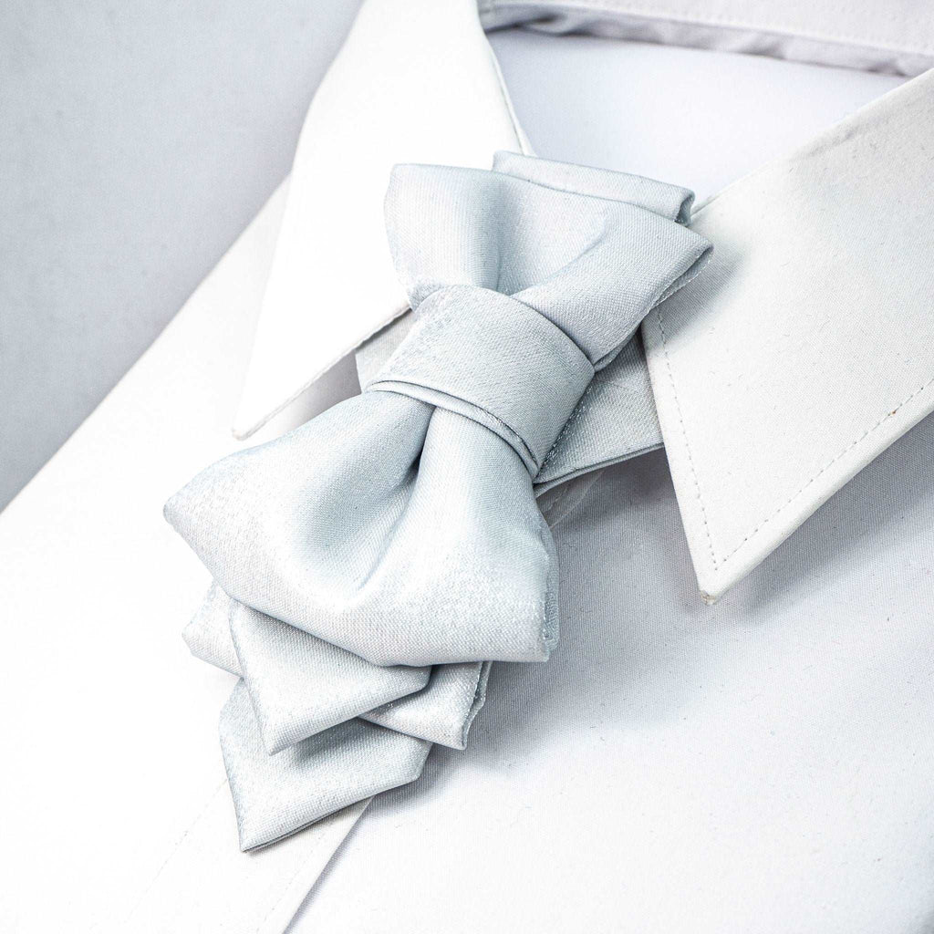 wedding White bow tie,  Grey necktie for groom 