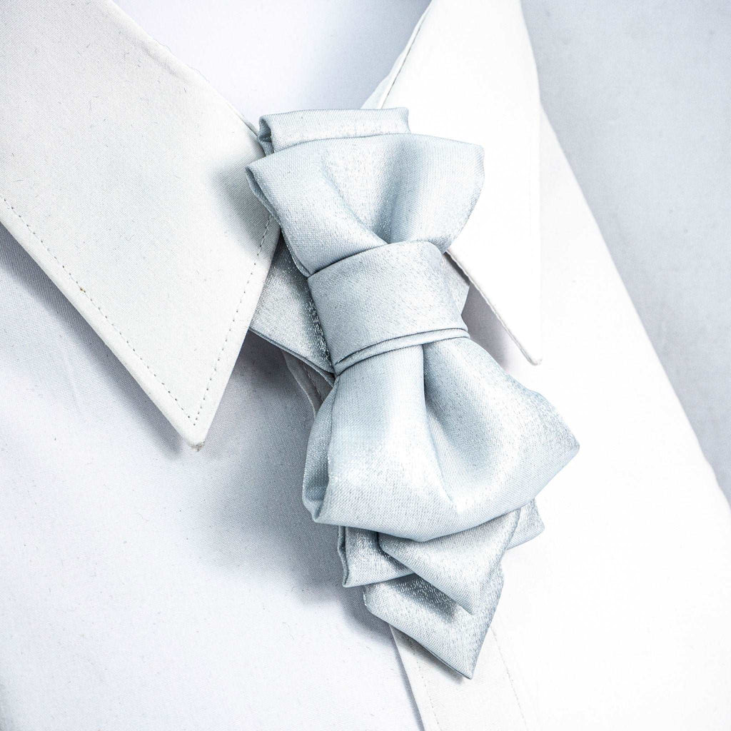 wedding White bow tie,  Grey necktie for groom 