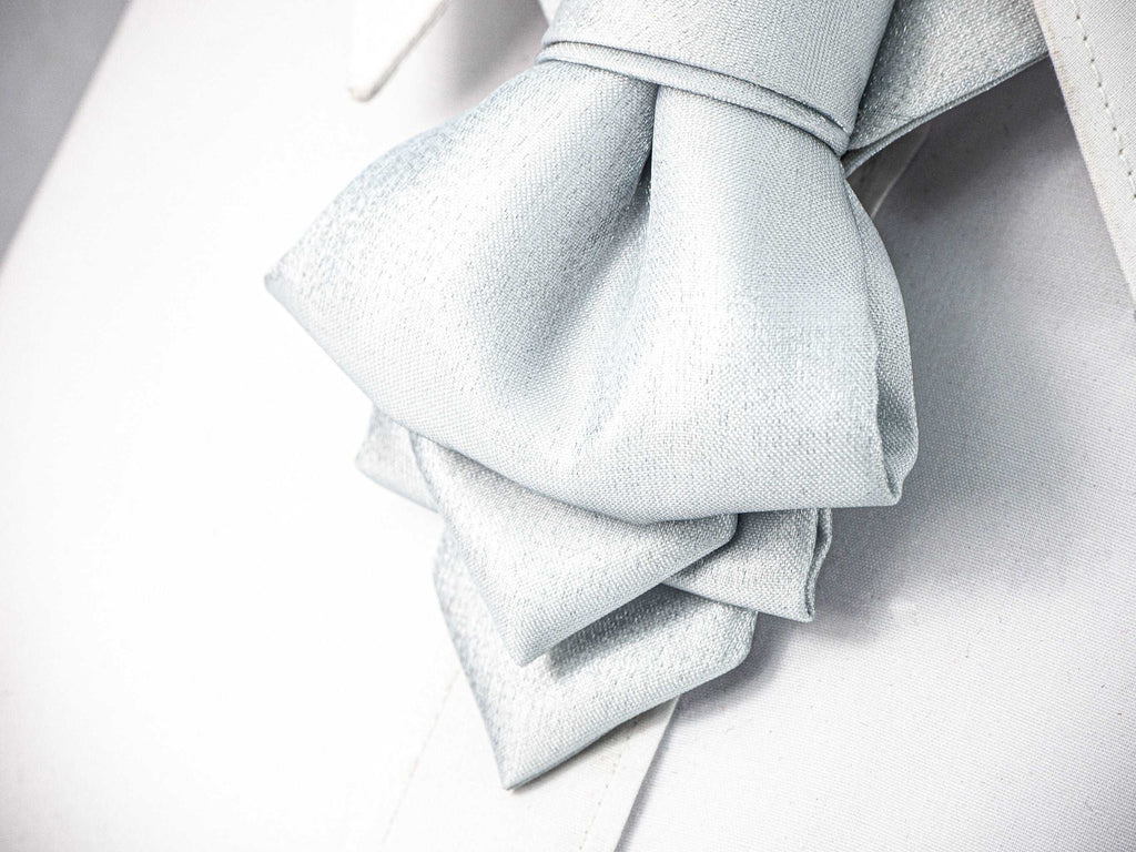 wedding White bow tie,  Grey necktie for groom 