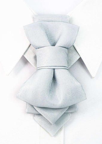 White-grey vertical bow tie for wedding and other occasions