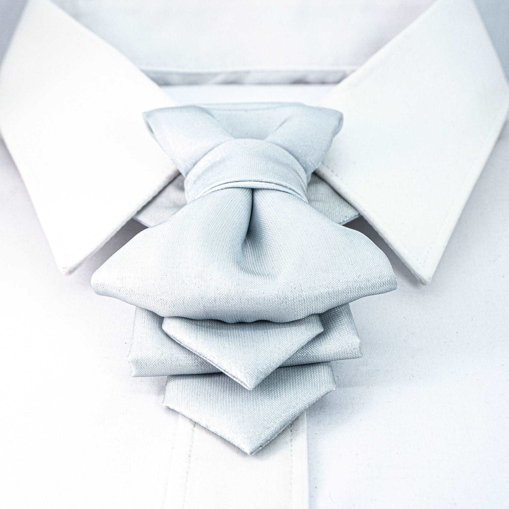 wedding White bow tie,  Grey necktie for groom 