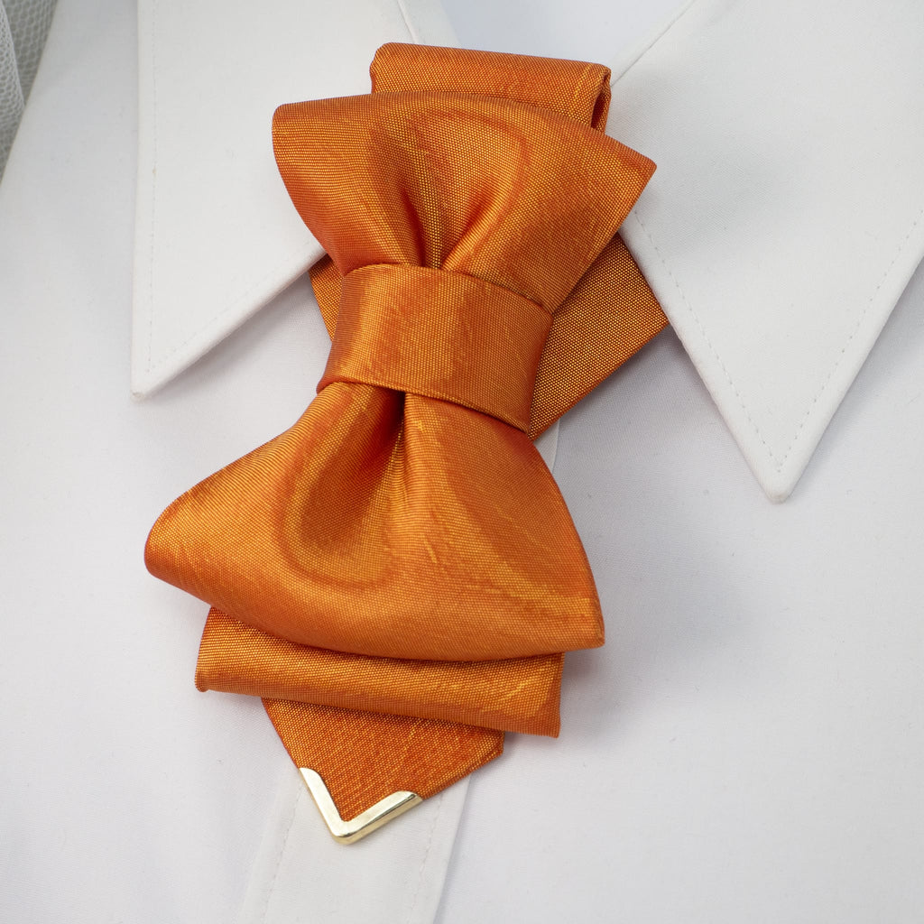 Orange neck accessorie, Bow tie hopper tie, Ruty Design, Bow tie, Vertical hopper hand made tie,  Handmade necktie Premium quality tie Original design tie Unique women's accessory Artisan neckwear Designer women's tie Stylish neck accessory Fashionable women's accessory Elegant necktie