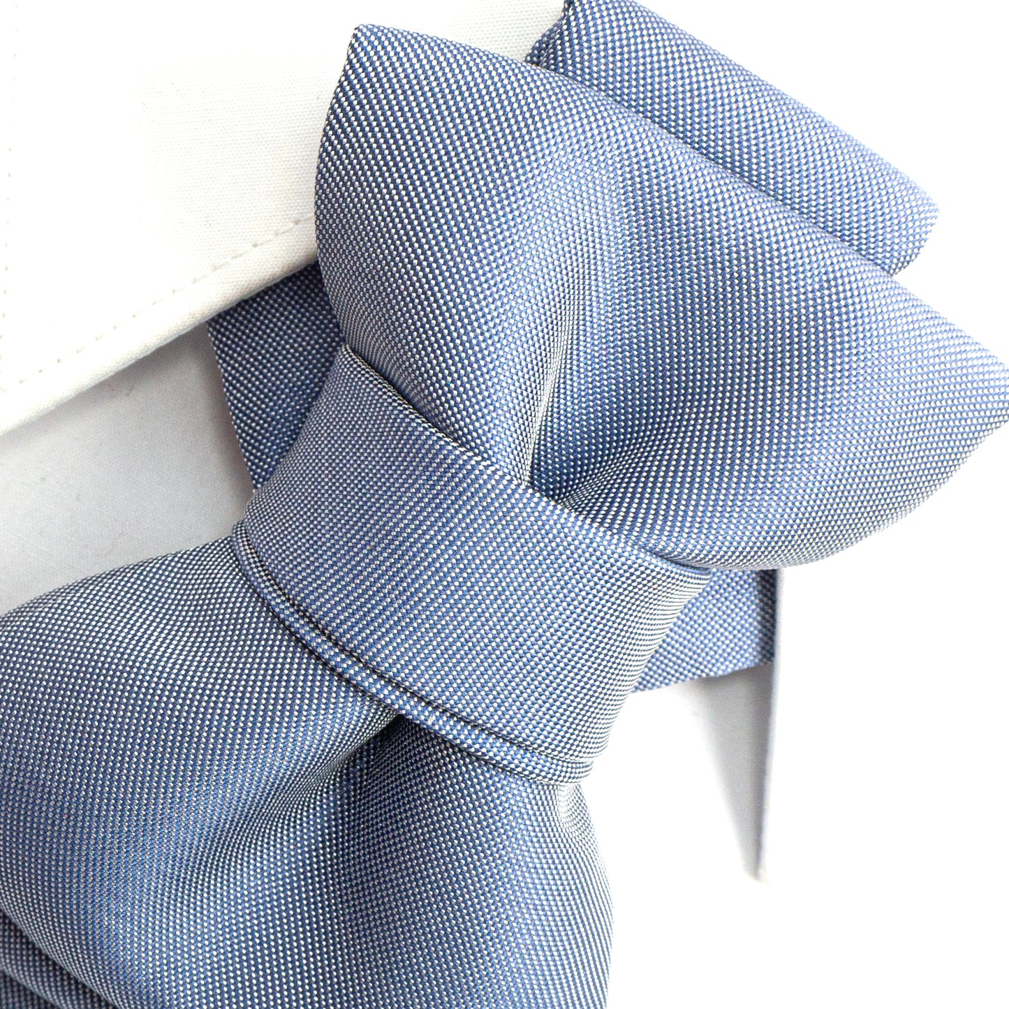 sculptural necktie, modern cravat, handmade gray blue tie, statement neckwear, unisex fashion tie, couture tie design, pre-tied unique tie, artistic wedding tie, luxury men's accessory, elegant tie for women, structured neck piece, designer tie by Ruty Design, bold formal tie, textured fabric tie, handmade performance tie