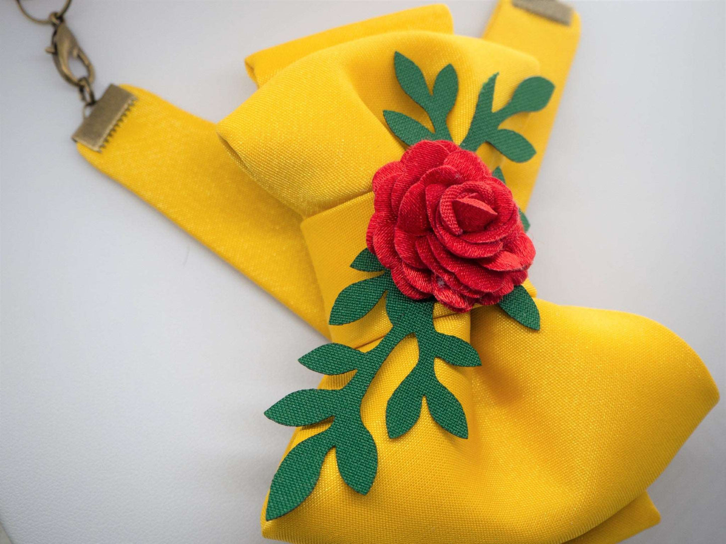 Tie with rose, HOPPER TIE BLOOM, bow tie for women, unisex bow tie, yellow bow tie, wedding bow tie, unique necktie, original handmade tie