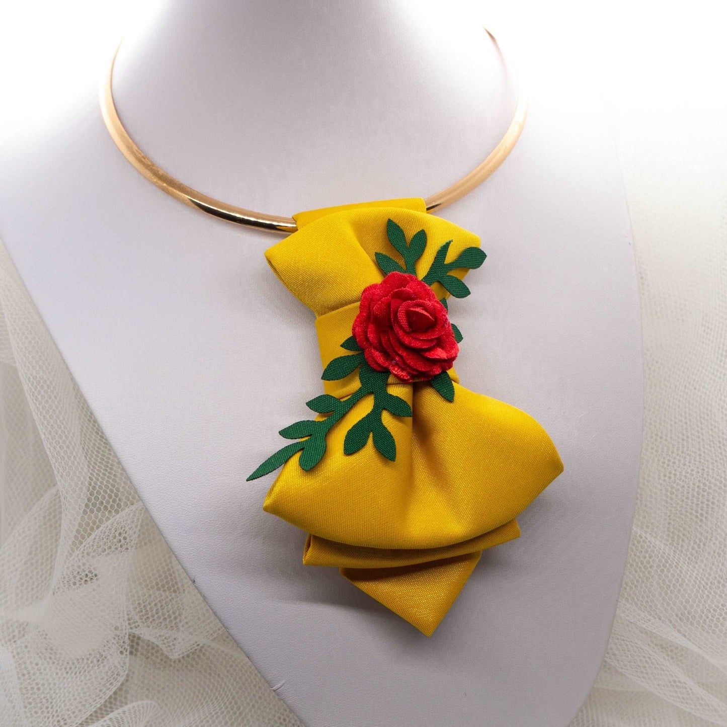 HOPPER TIE BLOOM, bow tie for women, unisex bow tie, yellow bow tie, wedding bow tie, unique necktie, original handmade tie
