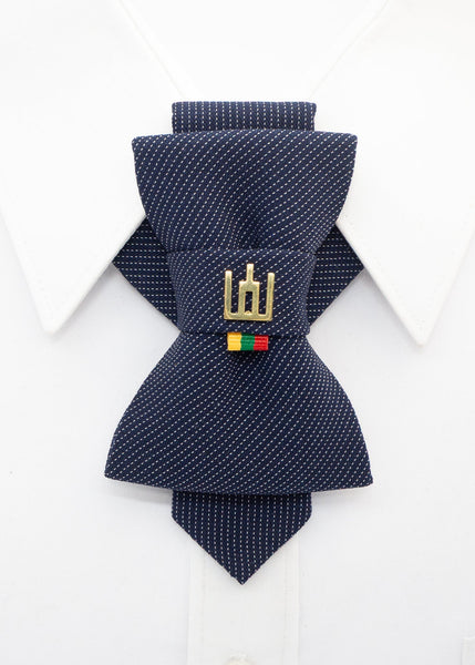 Lithuanian heritage necktie, Gediminas Pillars tie, handmade symbolic tie, Baltic cultural accessory, jabot style neckwear, patriotic men’s fashion, tricolor ribbon necktie, freedom identity tie, elegant historical neckwear, Baltic pride tie, artisan men’s tie, traditional symbol cravat, modern ethnic accessory, small nation support fashion, Mediterranean style tie
