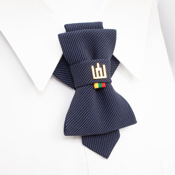 Lithuanian heritage necktie, Gediminas Pillars tie, handmade symbolic tie, Baltic cultural accessory, jabot style neckwear, patriotic men’s fashion, tricolor ribbon necktie, freedom identity tie, elegant historical neckwear, Baltic pride tie, artisan men’s tie, traditional symbol cravat, modern ethnic accessory, small nation support fashion, Mediterranean style tie
