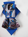 Handmade blue bow tie with butterfly print, Pre-tied bow tie for special occasions, Elegant unisex accessory with colorful butterflies, Blue bow tie with vibrant butterfly pattern, Luxury butterfly bow tie in gift box, Family-friendly handmade tie from Lithuania, Stylish blue bow tie for all ages, Fashion bow tie designed by Rūta Piekurienė