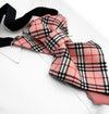Pink and black plaid dog muzzle on a white background Handmade luxury women’s necktie accessory in pink plaid design, unique wedding and special occasion neckwear, elegant fashion statement tie, modern alternative to bow tie, handcrafted designer accessory for bride, bridesmaid, or stylish guest, exclusive feminine neck accessory, chic and artistic neckwear gift, original handmade women’s fashion detail for parties, events, and luxury outfits.