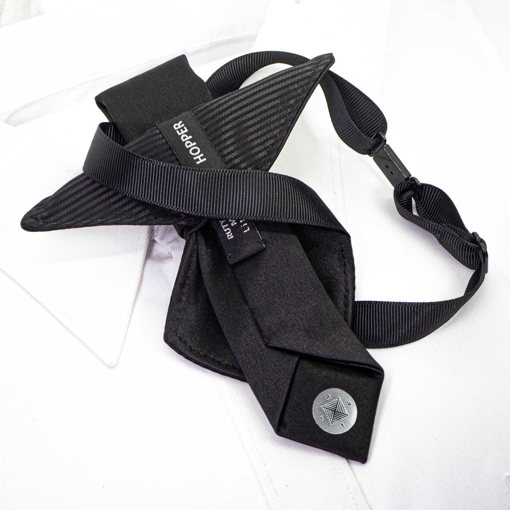 Wedding tie, black wedding tie, Unique design wedding tie, Black bow tie reinvented, hopper tie for wedding, bow tie "vertex", Best tie for wedding