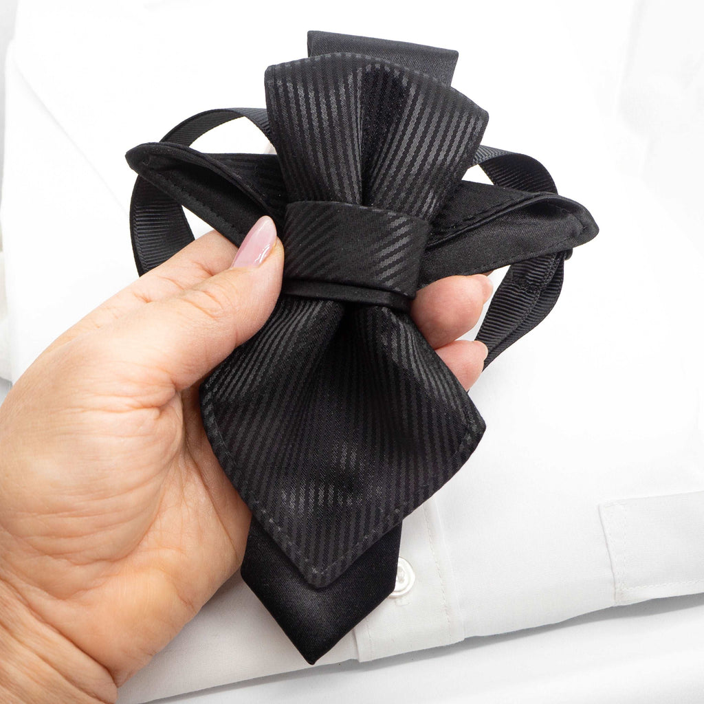 Wedding tie, black wedding tie, Unique design wedding tie, Black bow tie reinvented, hopper tie for wedding, bow tie "vertex", Best tie for wedding
