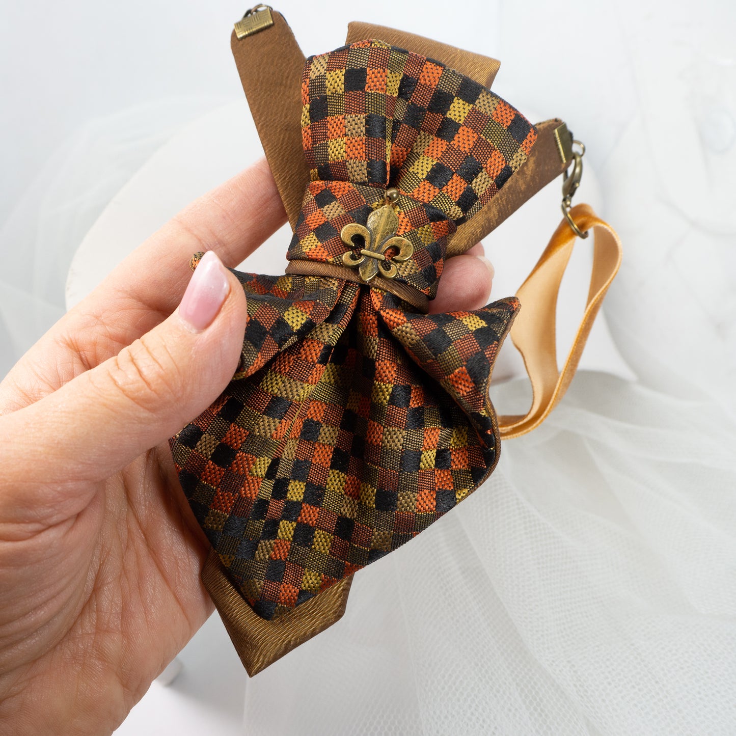 Handmade Luxury Quality Original Design Women's Jabot Tie Crystals Elegant Sophisticated Gift