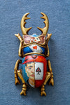 Mythic Scarab  Hand Painted Gold Beetle Wall Sculpture, Mythological Interior Art 20x10 cm