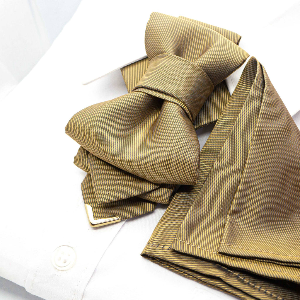 hand made wedding yellow bow tie, Hopper tie BRASS ORIGAMI, Wedding necktie fro groom, Vertical bow tie for wedding, kitokia peteliškė, vestuvinis kaklaraištis, varlytė vestuvėms