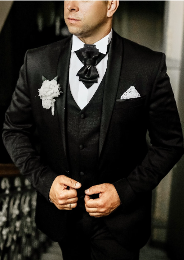 BLACK WEDDING BOW TIE BLACK CODE - Main Image