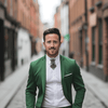 Man in a green suit standing on a city street Handmade luxury wedding bow tie, Original design groom necktie, BOW TIE HOPPER TIE wedding accessory, Unique handmade men’s necktie, Elegant groom tie for wedding suit, Designer bow tie for modern weddings, Luxury neckwear for special occasions, Fashion-forward men’s wedding tie, Statement bow tie for stylish groom, Premium handmade necktie gift, Wedding bow tie for gay weddings, Inclusive wedding groom accessory, Star-inspired luxury bow tie, High-end men’s tie