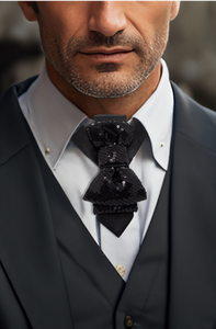 Black wedding uniquee bow tie, Wedding bow tie for groom, Black BowTie, wedding tie, performance tie