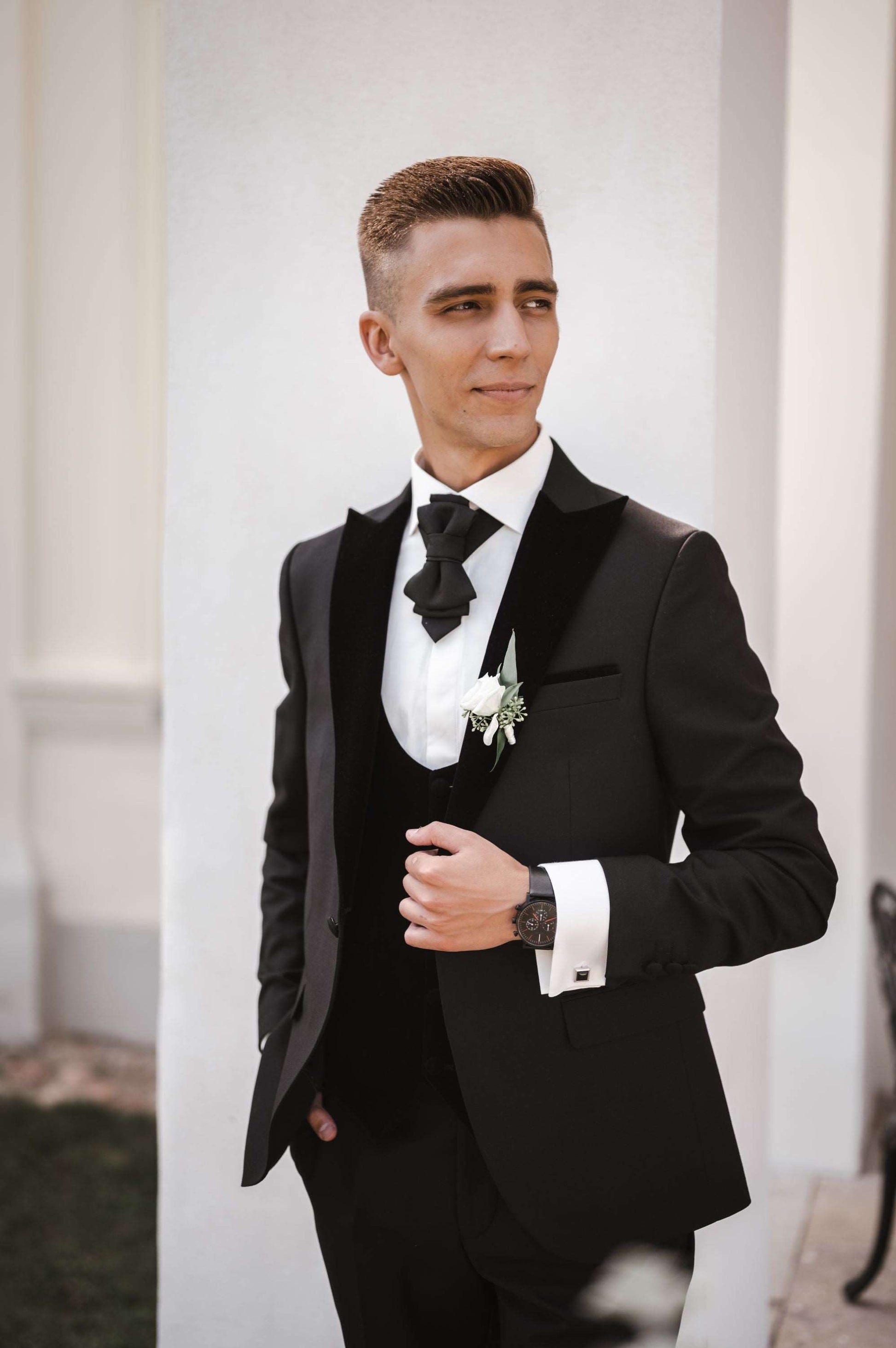 Grooms vedding outfit with black bow tie, wedding bow tie, kitoks kaklaraištis, vestuvinis kaklaraištis, kitokia varlytė, kitokia peteliškė, vestuvinė peteliškė black wedding tie, luxury handmade tie, classic inspired necktie, groom wedding accessory, elegant black cravat, formal mens neckwear, couture wedding tie, artistic statement tie, modern groom style, premium handmade accessory, minimalist black tie, refined mens fashion, designer wedding tie, bespoke neck accessory, black tuxedo tie, luxury bridal l