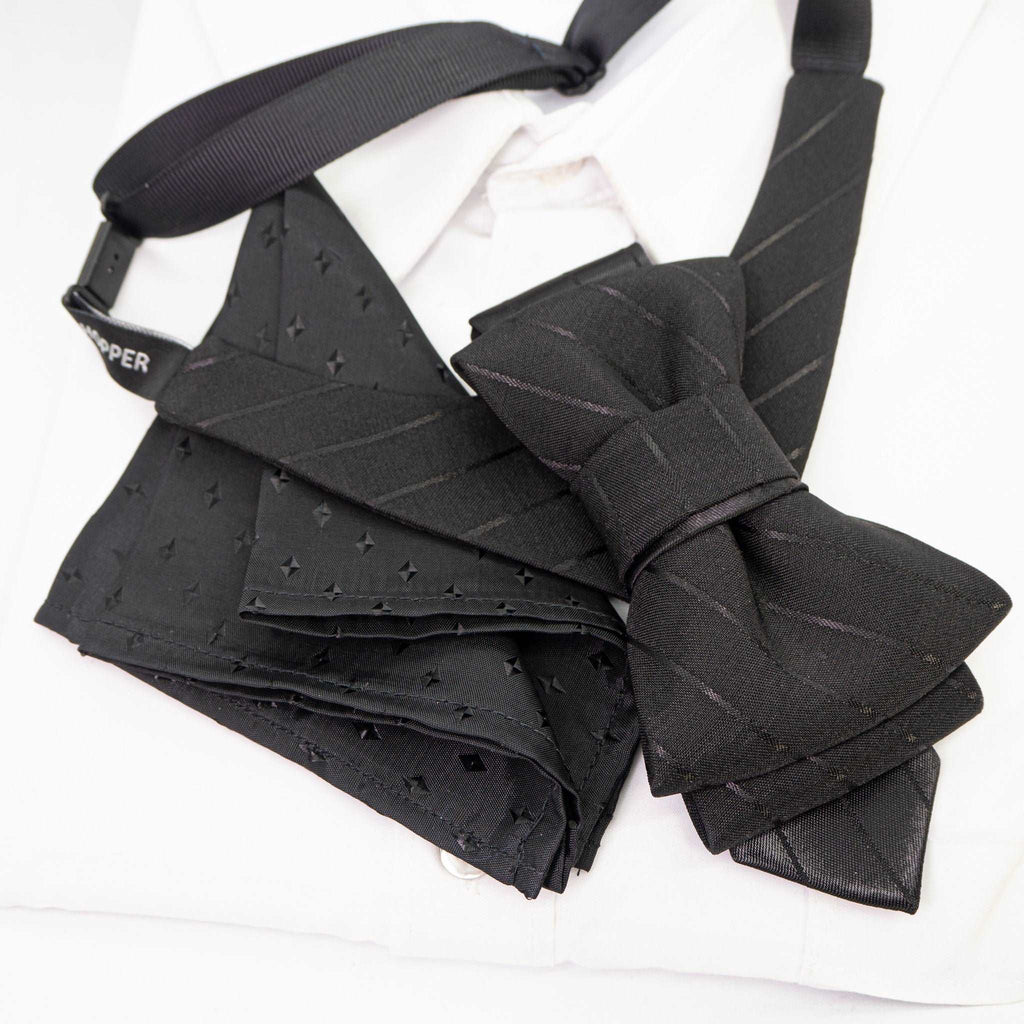 BOW TIE BLACK LINE - With pocketsquare (both models) /