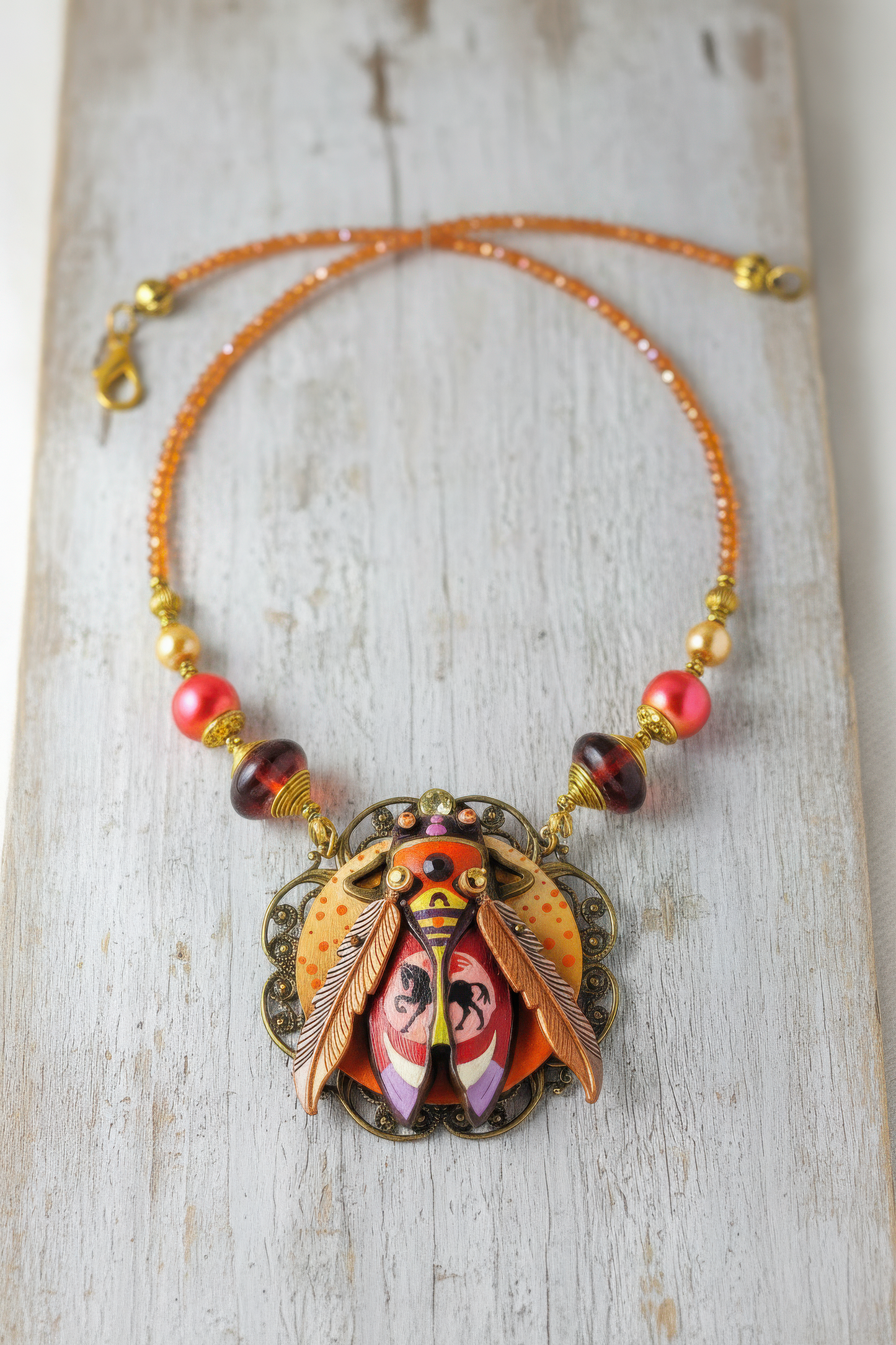 NECKLACE PEGASUS Statement Handmade Beetle Necklace for Women