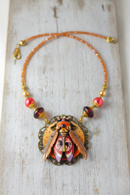 NECKLACE PEGASUS Statement Handmade Beetle Necklace for Women